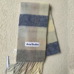Vally Plaid Alpaca, Wool & Mohair Blend Scarf Acne Studios